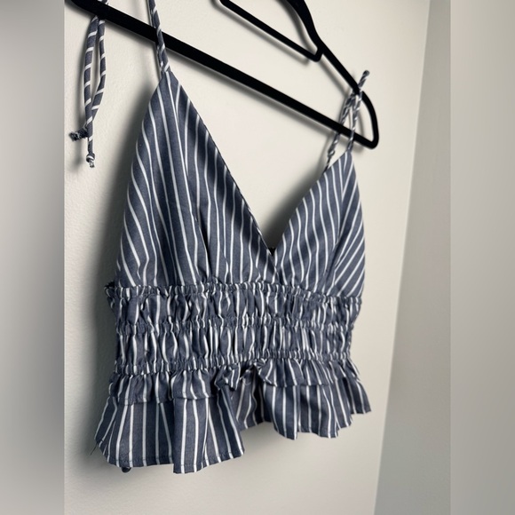 Sim & Sam Backless Scrunch Tank Top Blue & White Stripes NWT - Picture 3 of 8